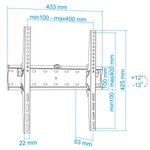 Soporte de pared inclinable para pantalla de 32” - 55” VESA 200x200, 300x300, 400x200 y 400x400 mm - OU11100 - 02