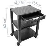 Mesa auxiliar 3 niveles para impresora con ruedas y cajón - AG06300 - 03