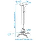 Soporte de techo con mástil 13cm 43cm 65cm para proyector 20 Kg negro - TQ27500 - 04
